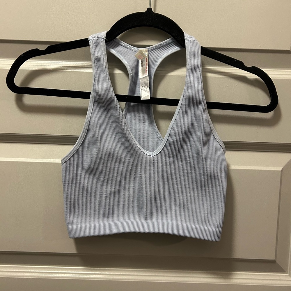 Ribbed Racerback Bralette in Light Blue